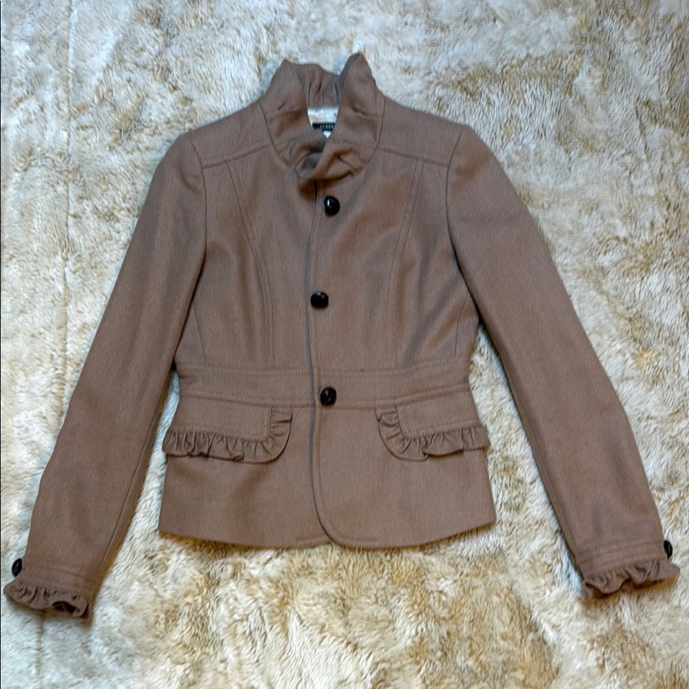 J.Crew Brown Tailored Wool Blazer with Stand-Up Collar